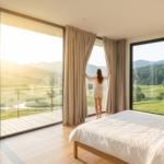 Femme devant une vue panoramique. rythme nycthéméral